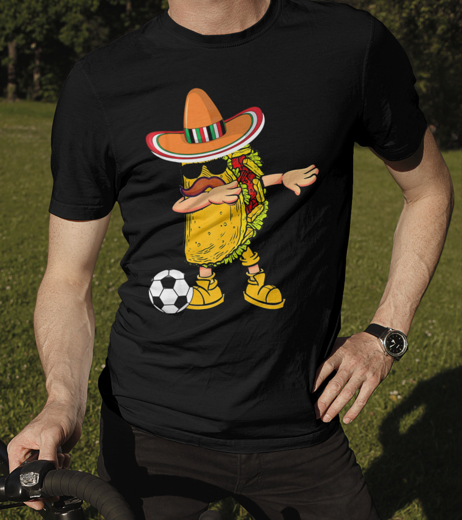 Dabbing Soccer Taco With Sombrero Cinco De Mayo Dab T-Shirt