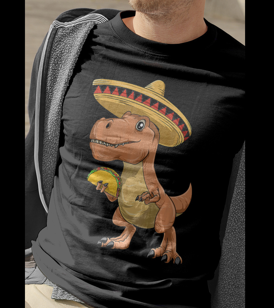 Dinosaur Taco Mexican Sombrero Dinosaur T-Shirt