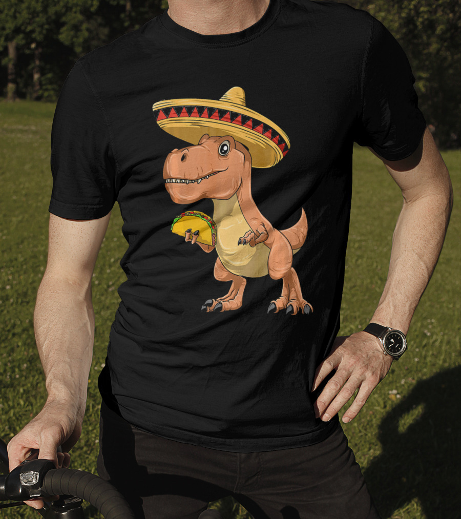 Dinosaur Taco Mexican Sombrero Dinosaur T-Shirt