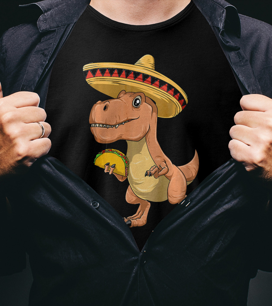 Dinosaur Taco Mexican Sombrero Dinosaur T-Shirt