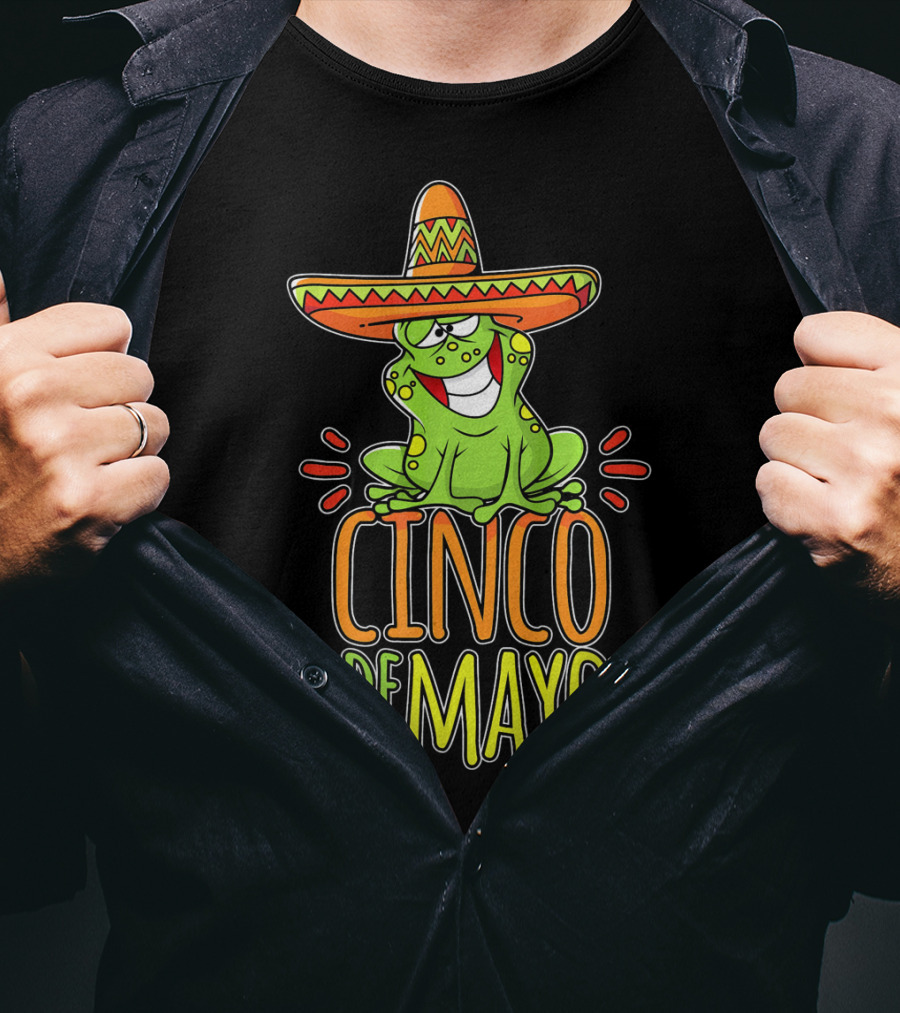 Cinco De Mayo Fun Mexican Fiesta Frog Sombrero T-Shirt