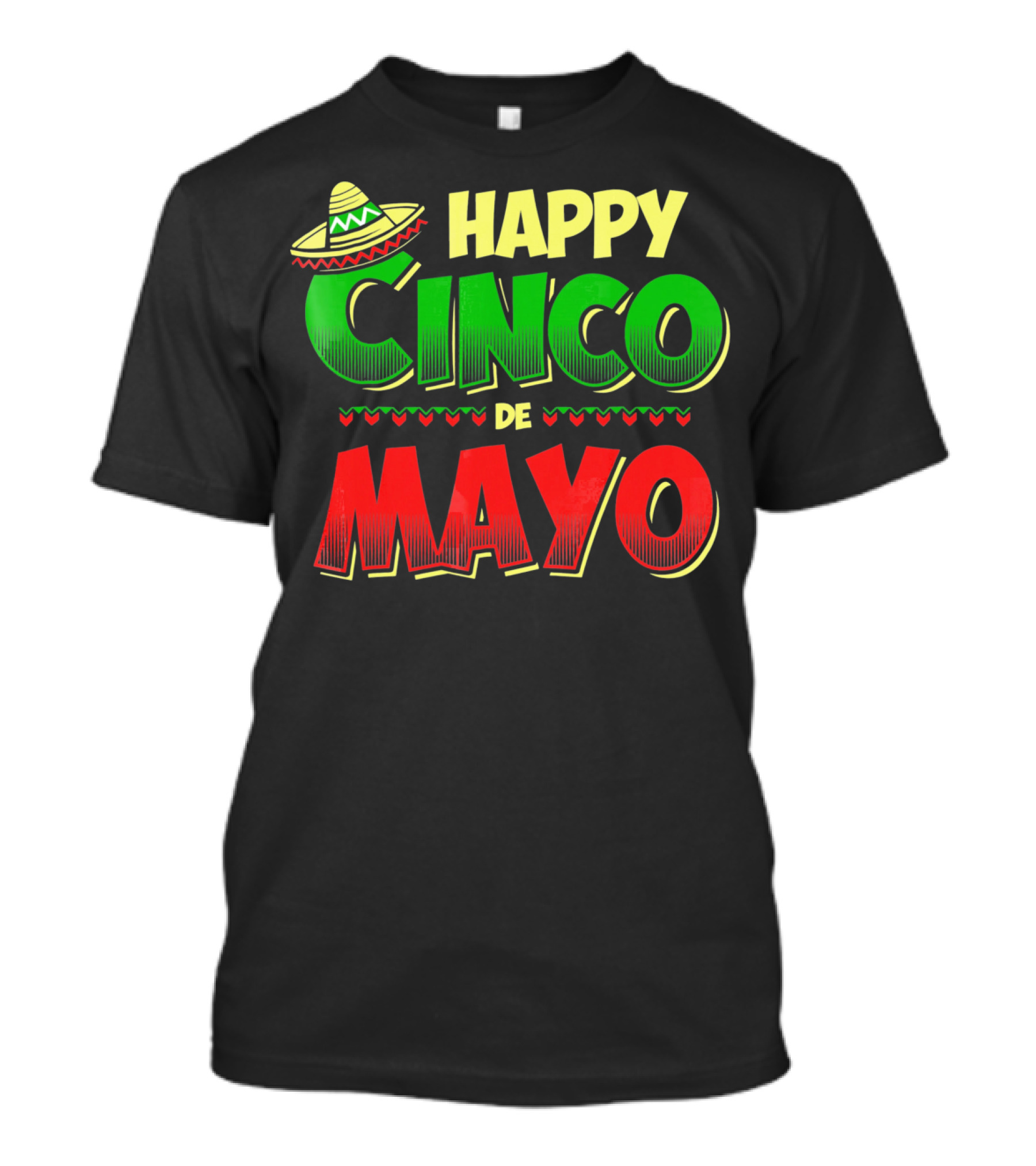 Happy Cinco De Mayo Sombrero And Festive Hearts T-Shirt