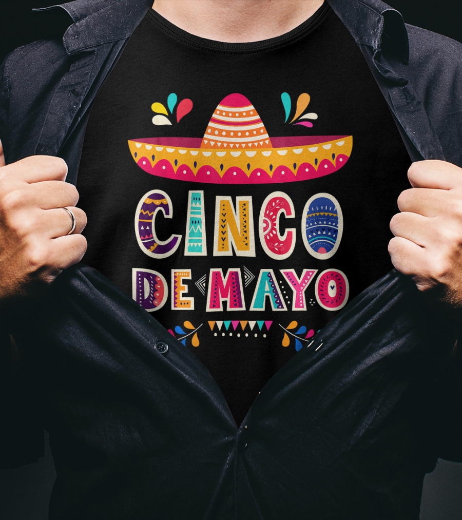Cinco De Mayo Sombrero Colorful Celebration Mexico T-Shirt
