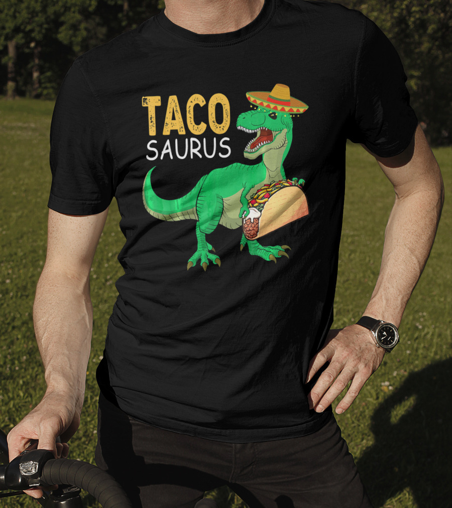 Taco Tacosaurus Dinosaur Sombrero Mexican Cinco De Mayo T-Shirt