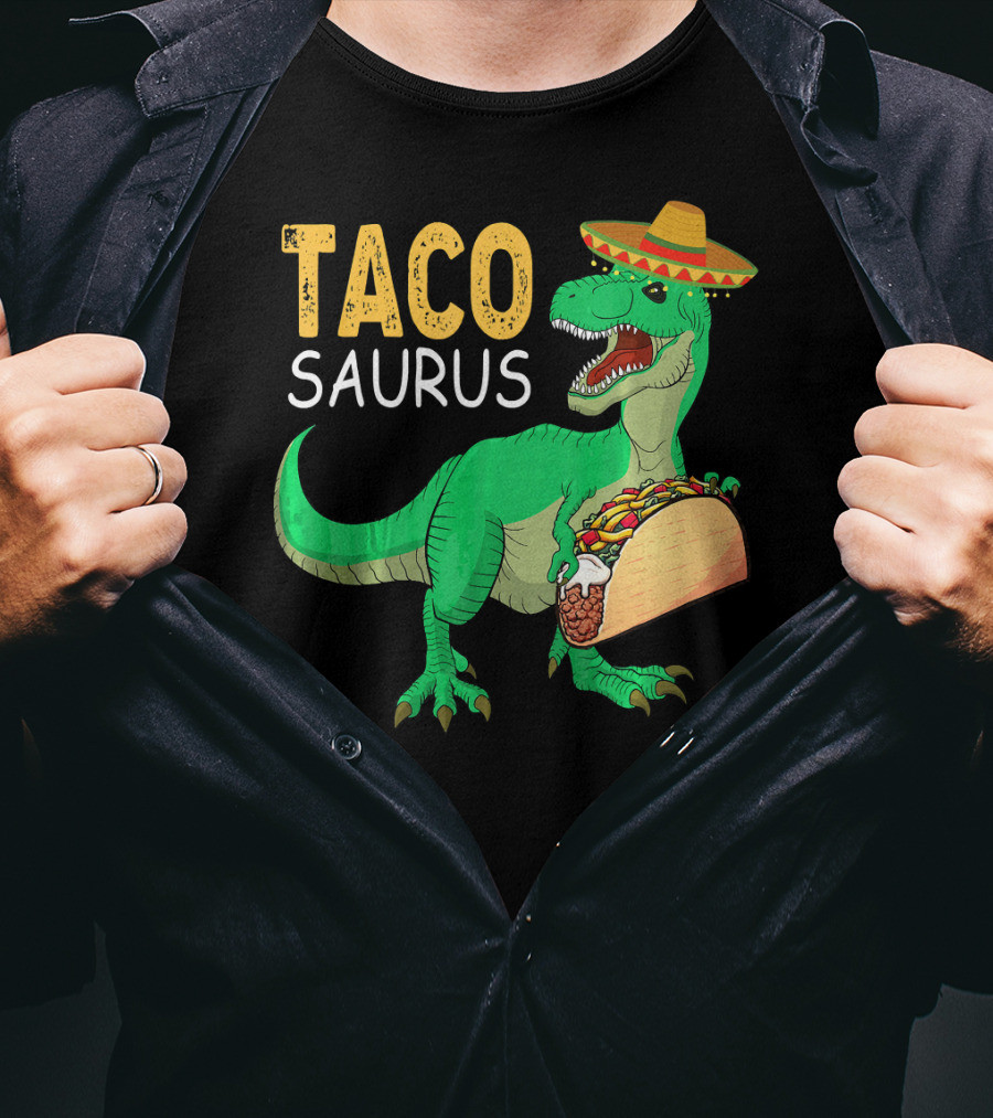 Taco Tacosaurus Dinosaur Sombrero Mexican Cinco De Mayo T-Shirt