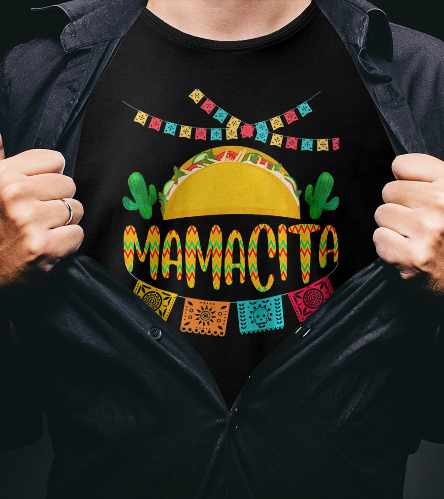 Mamacita Cactus Taco Mexican Fiesta Cinco De Mayo T-Shirt