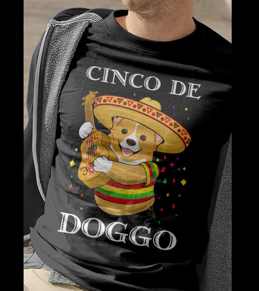 Cinco De Doggo Funny Corgi Guitar Fiesta T-Shirt