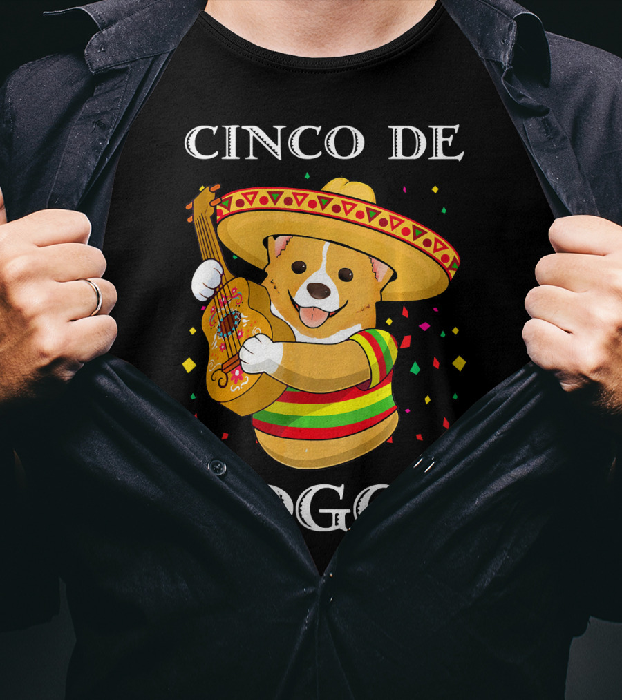 Cinco De Doggo Funny Corgi Guitar Fiesta T-Shirt