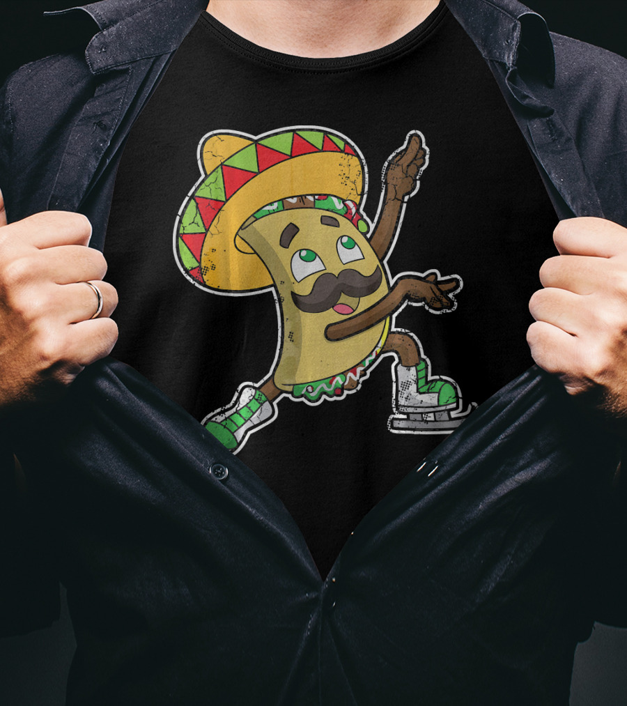 Taco Ice Skating Sombrero Cinco De Mayo T-Shirt