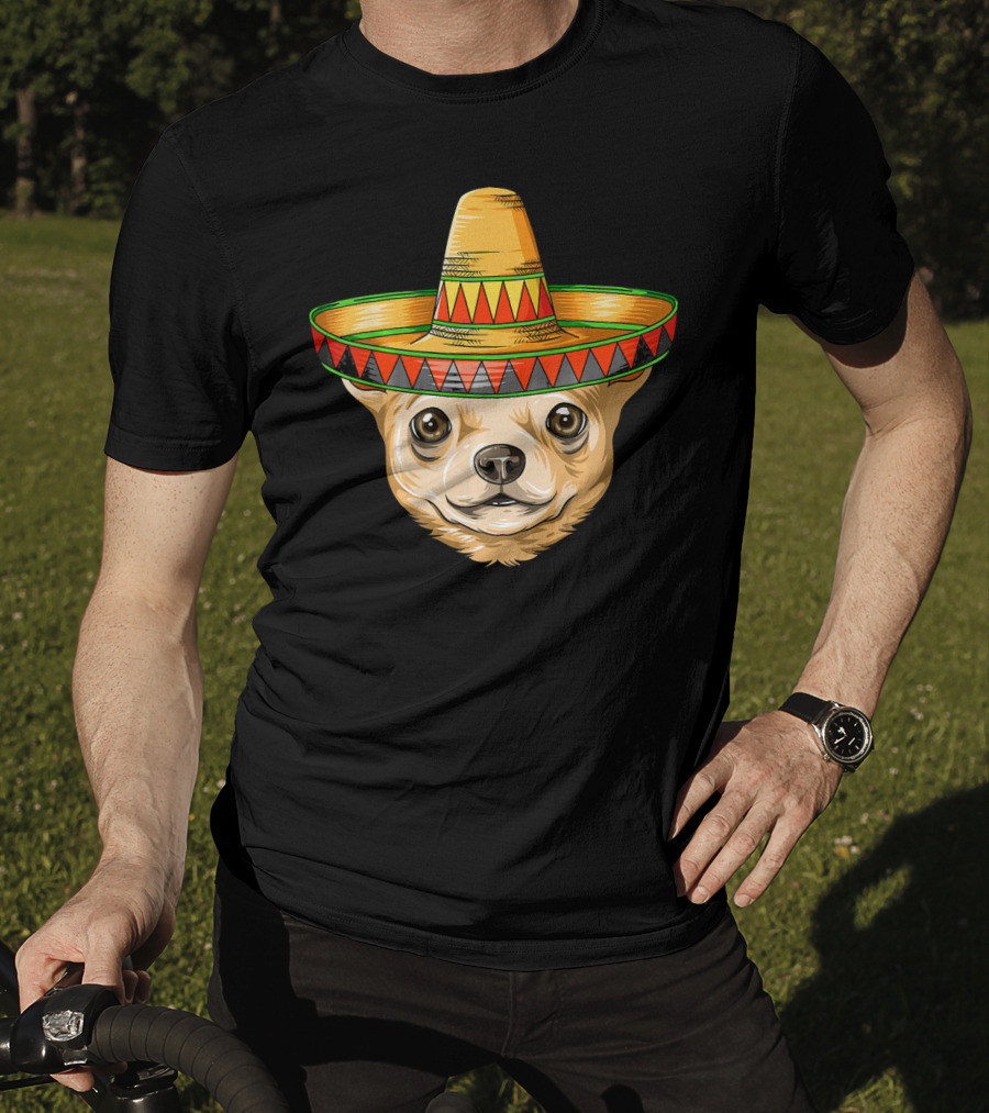 Chihuahua Wearing Mexican Sombrero For Cinco De Mayo T-Shirt