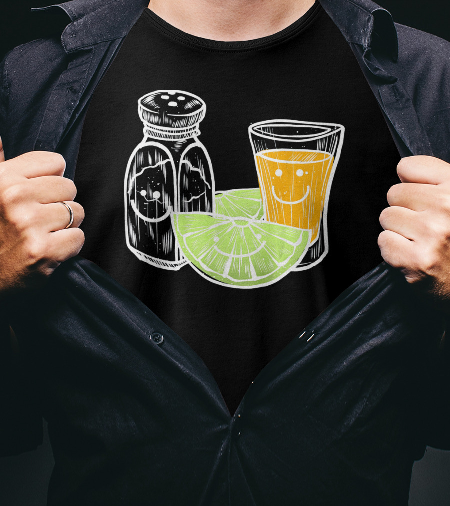 Cinco De Mayo Tequila Lime Salt Smiley Faces T-Shirt