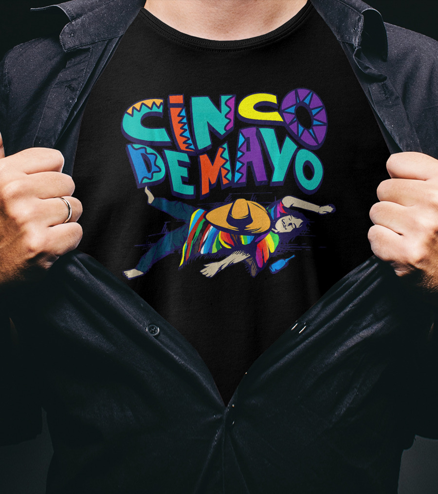 Cinco De Mayo Vibrant Celebration With Sombrero And Serape Decor T-Shirt
