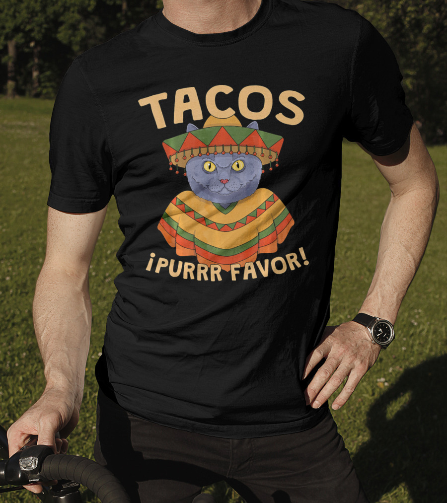 Tacos ¡Purrr Favor Cinco De Mayo British Shorthair Cat T-Shirt