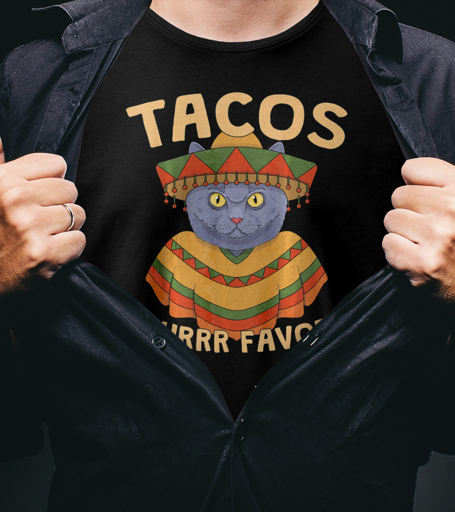 Tacos ¡Purrr Favor Cinco De Mayo British Shorthair Cat T-Shirt