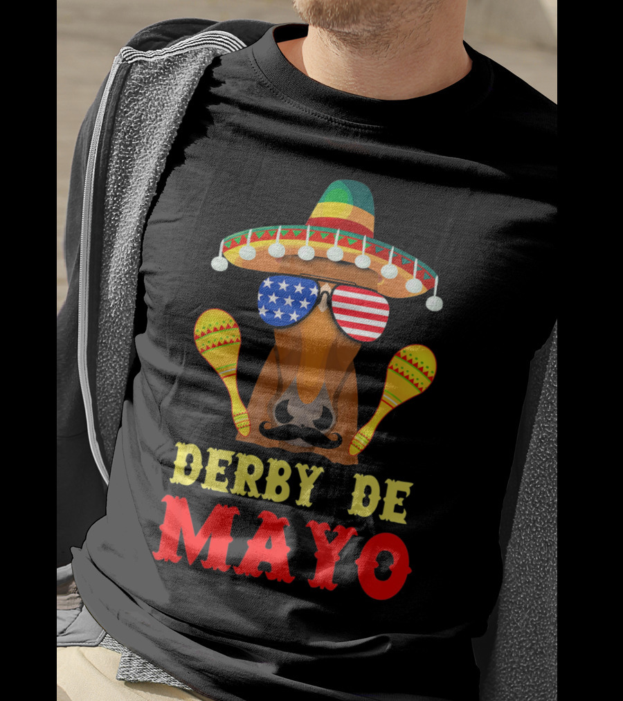 Derby De Mayo Cinco De Mayo Funny Men Horse Sombrero Maracas T-Shirt