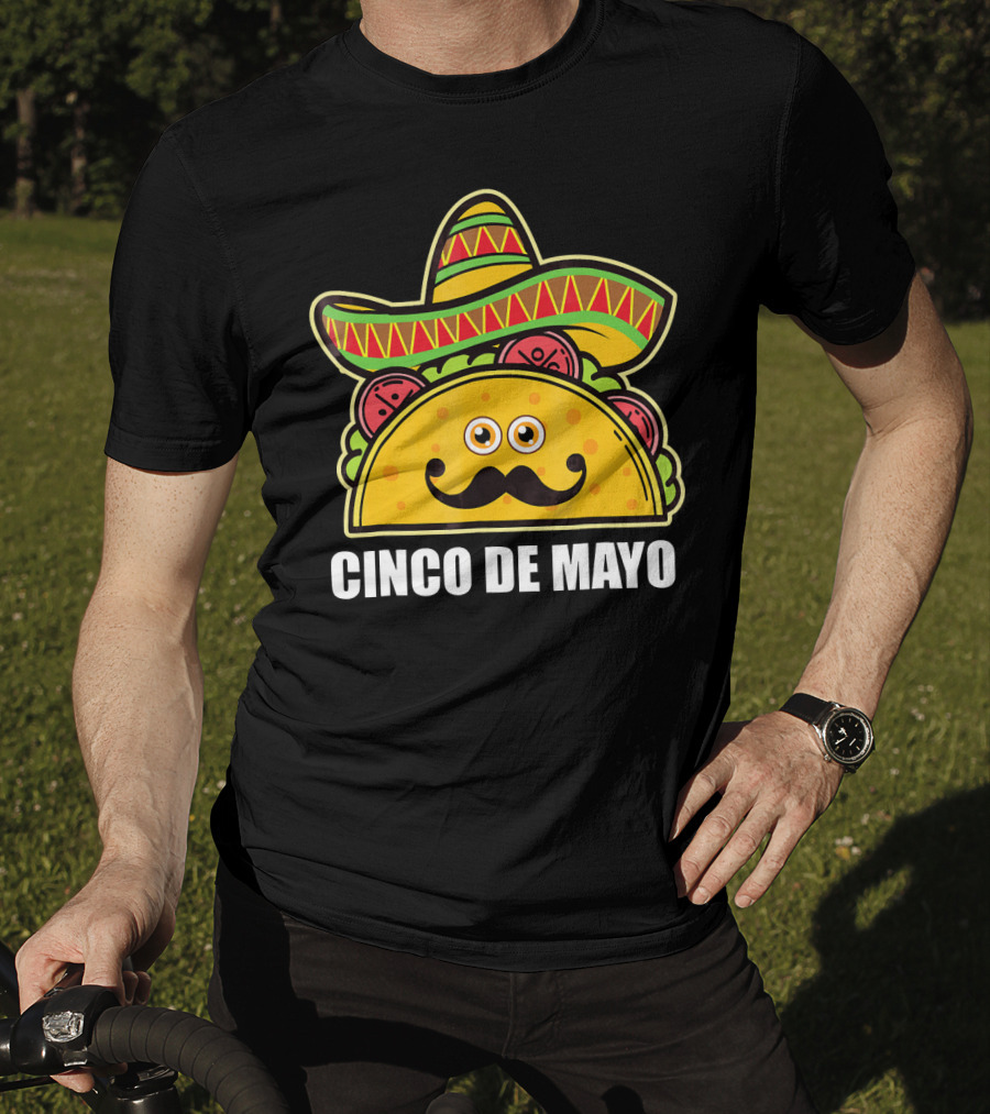 Cinco De Mayo Sombrero Taco With Eyes And Mustache T-Shirt