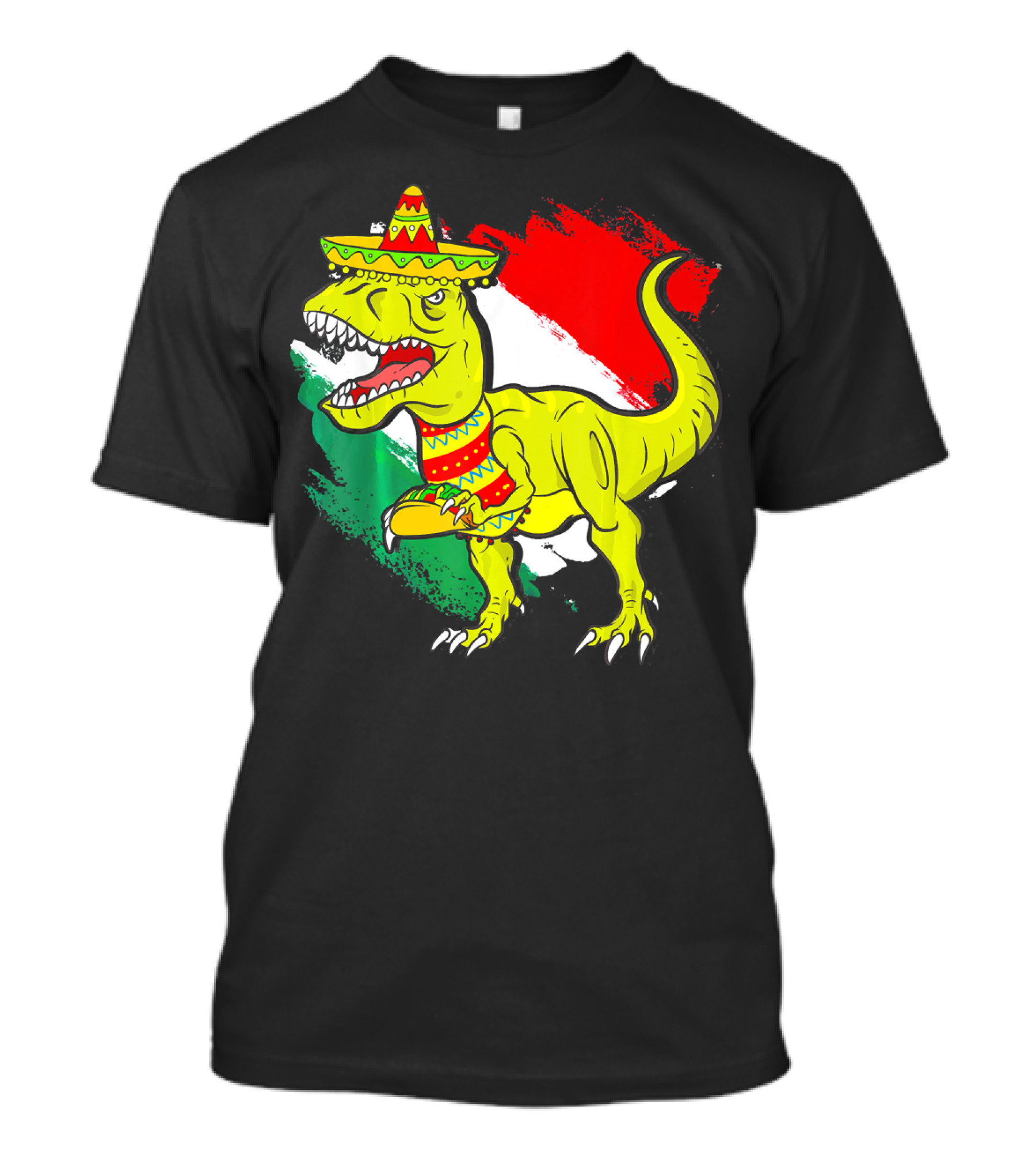 Tacosaurus Rex Sombrero Mexican Flag Cinco De Mayo Mexican Pride T-Shirt