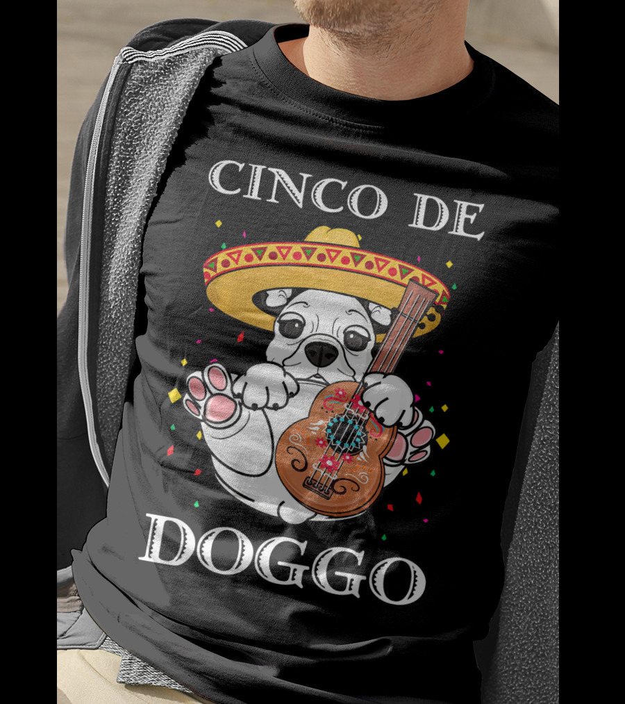 Cinco De Doggo Funny French Bulldog Guitar T-Shirt