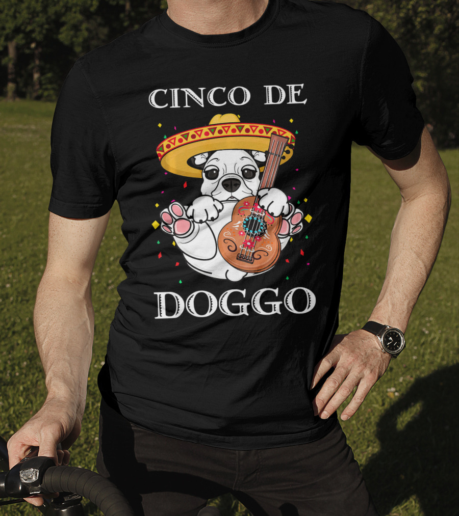 Cinco De Doggo Funny French Bulldog Guitar T-Shirt