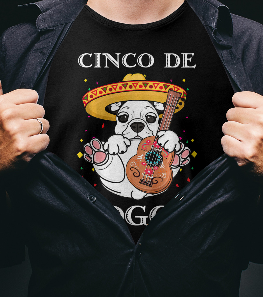 Cinco De Doggo Funny French Bulldog Guitar T-Shirt