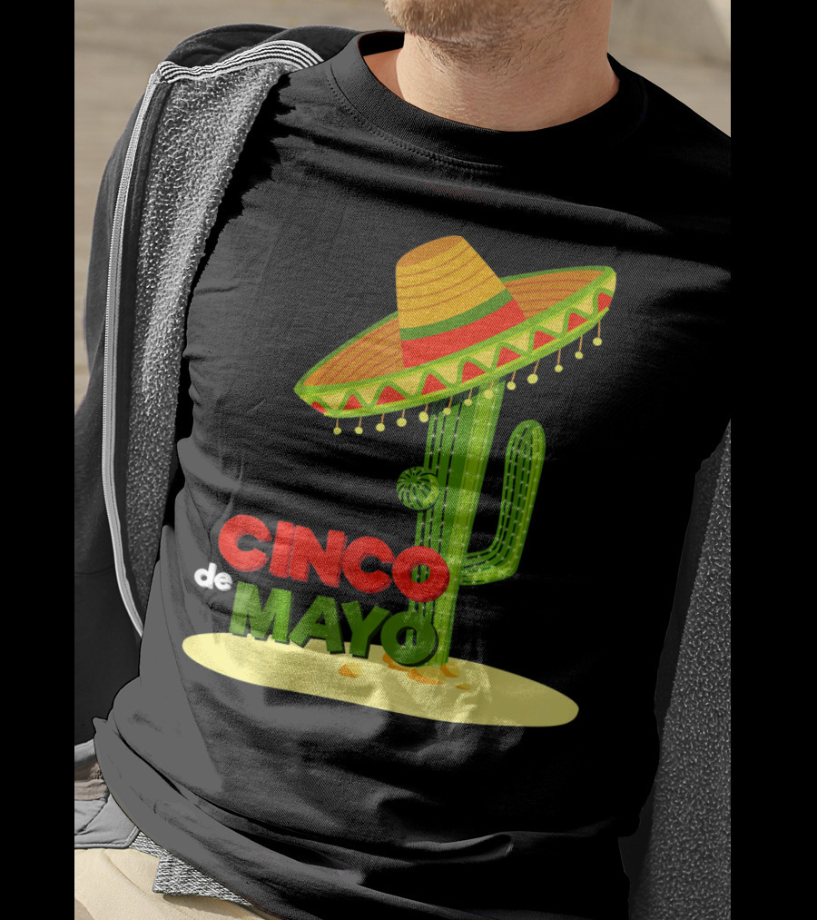 Fiesta Cinco De Mayo Cactus With Sombrero T-Shirt