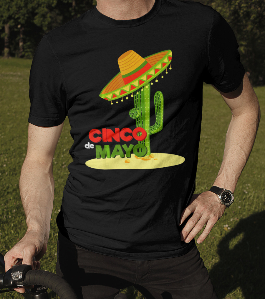 Fiesta Cinco De Mayo Cactus With Sombrero T-Shirt