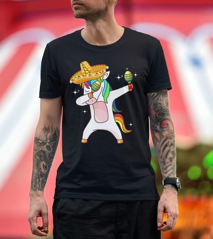 Dabbing Unicorn Sombrero Maracas Cinco De Mayo T-Shirt