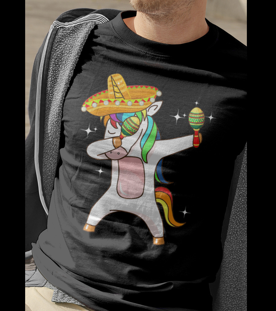Dabbing Unicorn Sombrero Maracas Cinco De Mayo T-Shirt