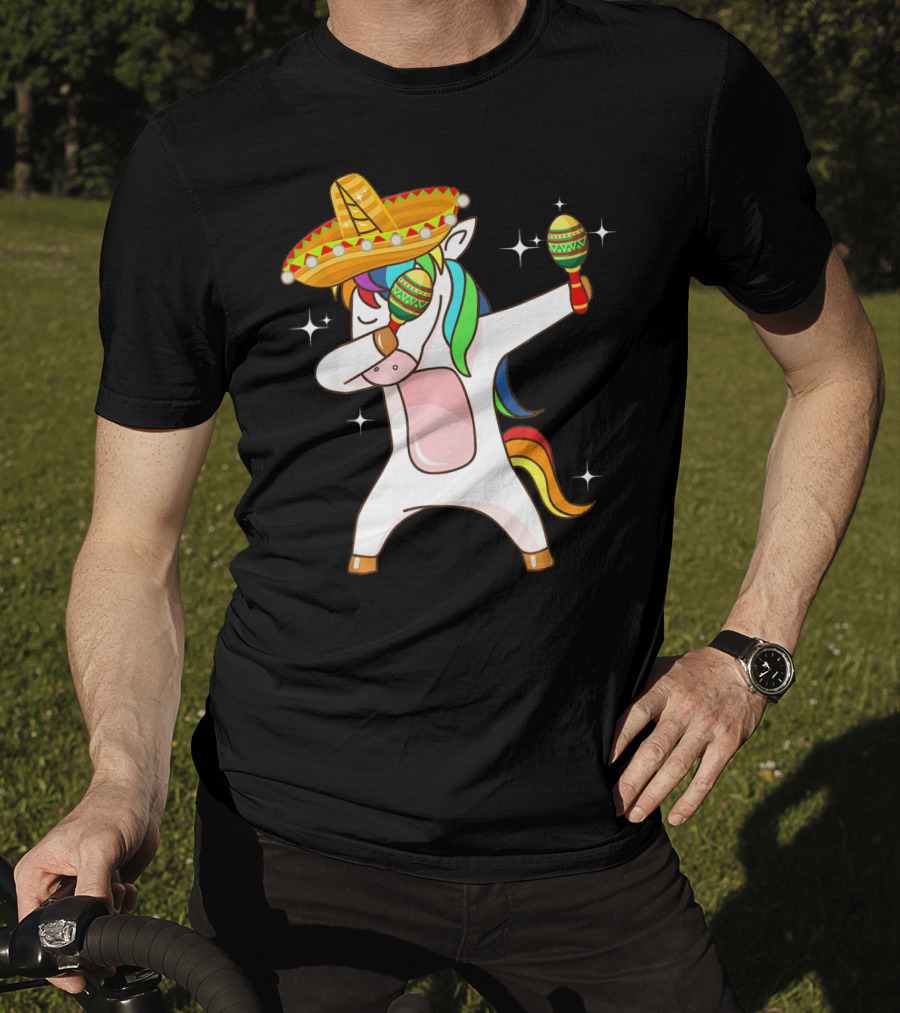 Dabbing Unicorn Sombrero Maracas Cinco De Mayo T-Shirt