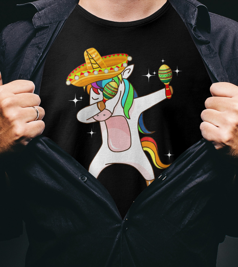Dabbing Unicorn Sombrero Maracas Cinco De Mayo T-Shirt