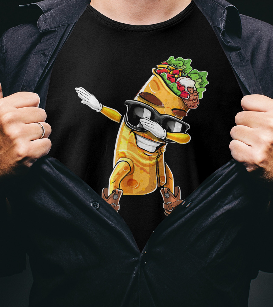 Dabbing Burrito With Cowboy Boots Cinco De Mayo Party T-Shirt