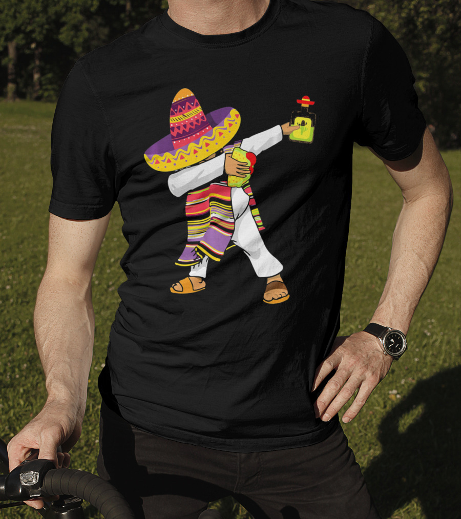 Mexican Poncho Dabbing Sombrero Cinco De Mayo Tequila T-Shirt