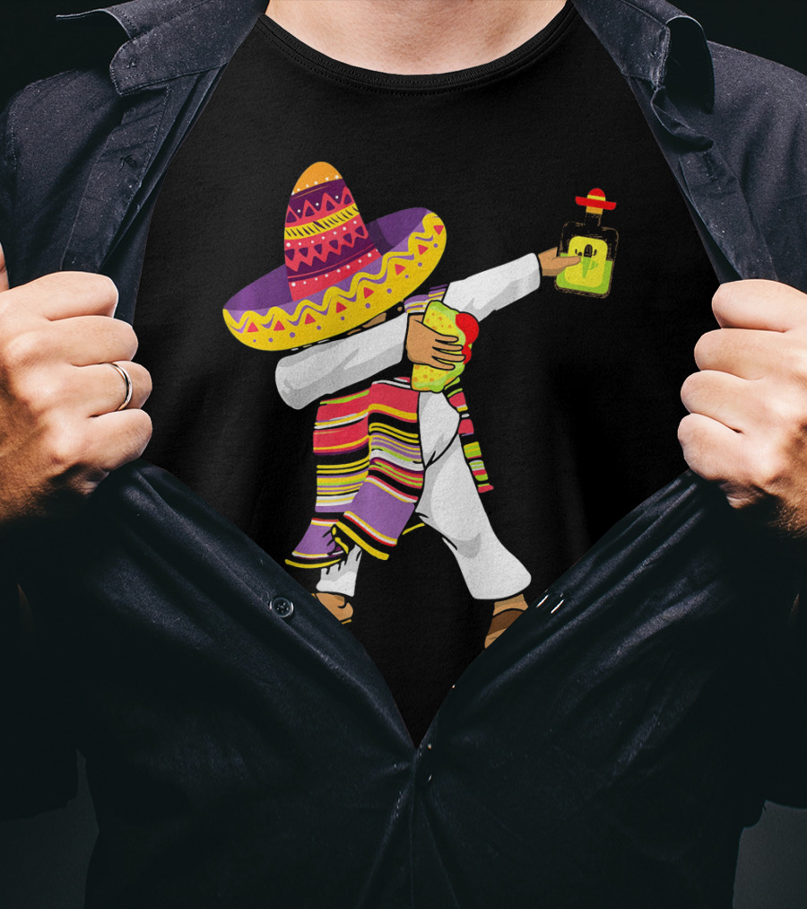 Mexican Poncho Dabbing Sombrero Cinco De Mayo Tequila T-Shirt