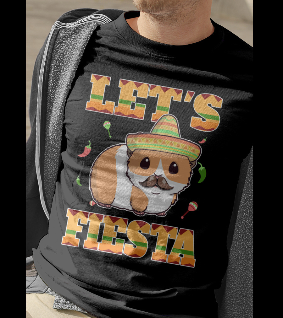 Let's Fiesta Guinea Pig Sombrero Maracas Cinco De Mayo Mex T-Shirt