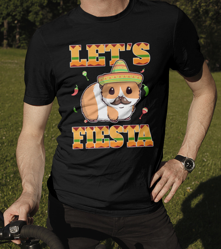 Let's Fiesta Guinea Pig Sombrero Maracas Cinco De Mayo Mex T-Shirt