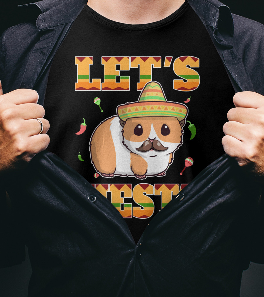 Let's Fiesta Guinea Pig Sombrero Maracas Cinco De Mayo Mex T-Shirt