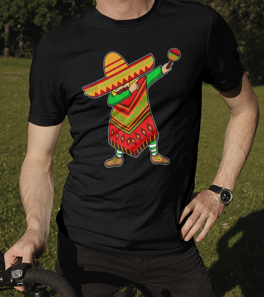 Cinco De Mayo Sombrero Poncho Dab With Maraca T-Shirt