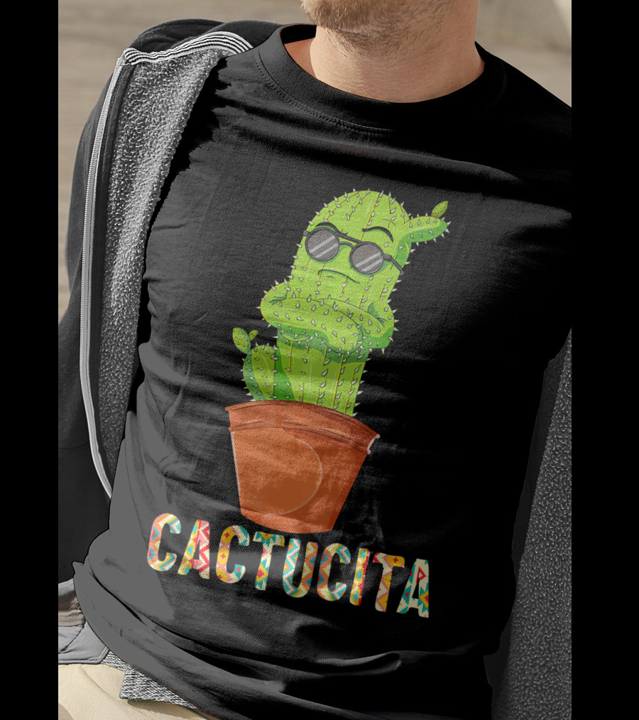 Mamacita Cactus Cactucita Cinco De Mayo Cactus With Sunglasses In Pot T-Shirt