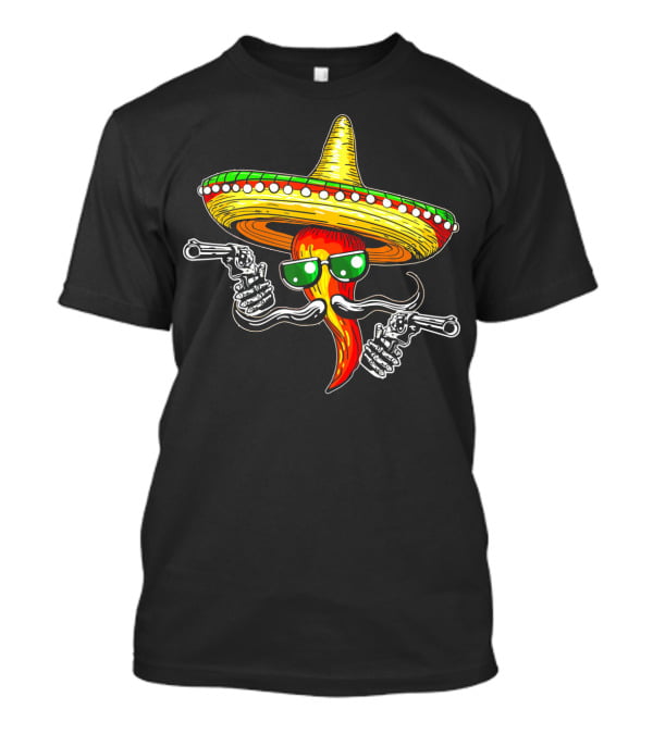Sombrero Chili Gunslinger Cinco De Mayo Drinko Fiesta T-Shirt