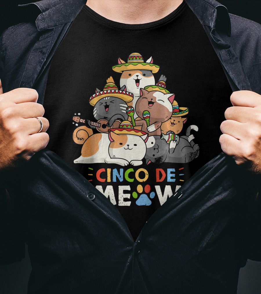 Cinco De Meow Cat Mariachi Lovers Fiesta T-Shirt