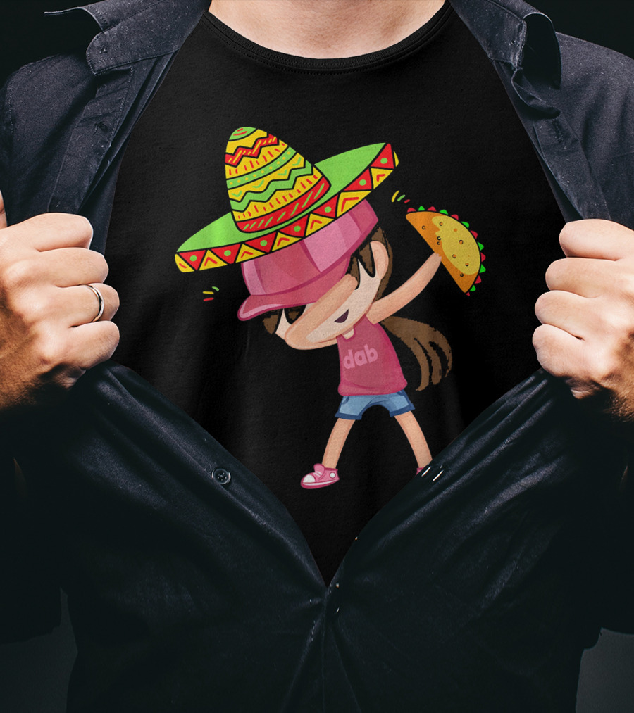Funny Girl Dab Taco Sombrero Cinco De Mayo T-Shirt