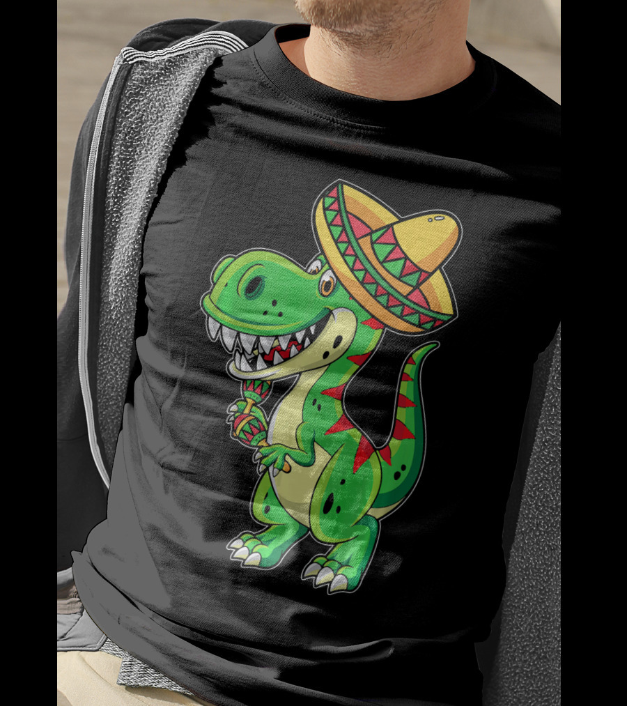 Cinco De Mayo Sombrero Tyrannosaurus Rex Dinosaur Fiesta T-Shirt