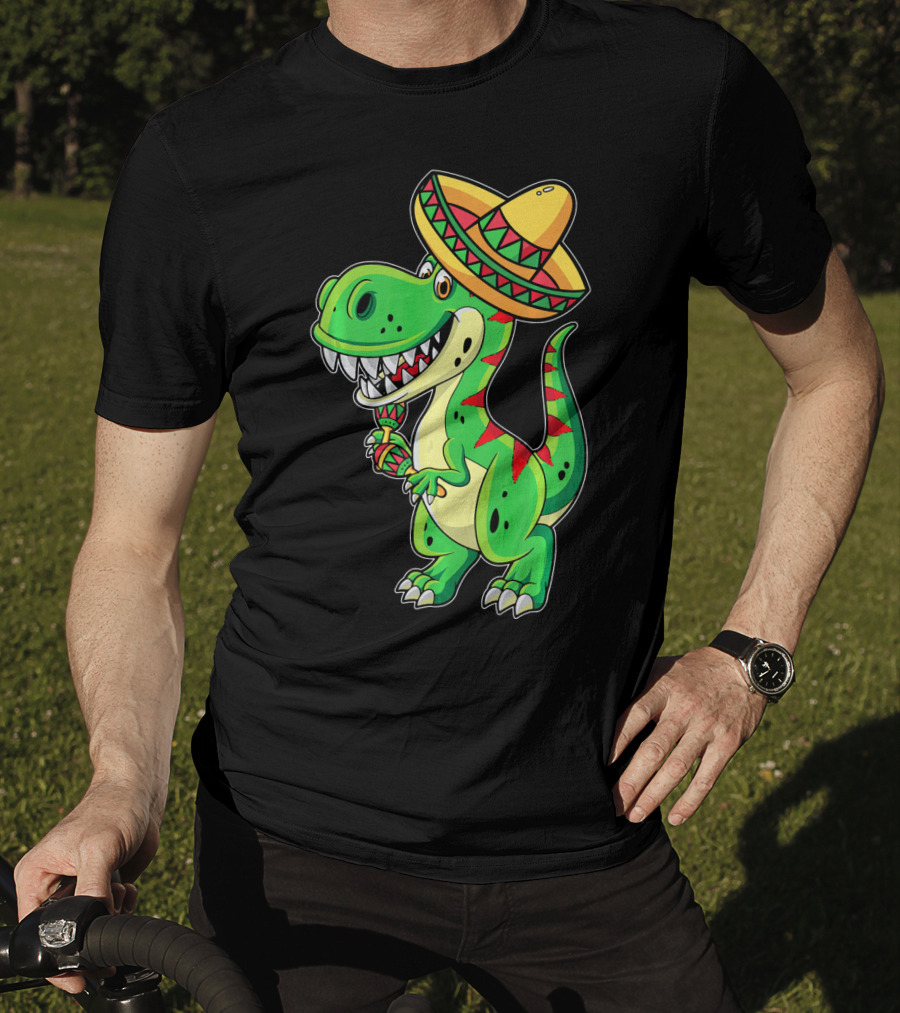 Cinco De Mayo Sombrero Tyrannosaurus Rex Dinosaur Fiesta T-Shirt