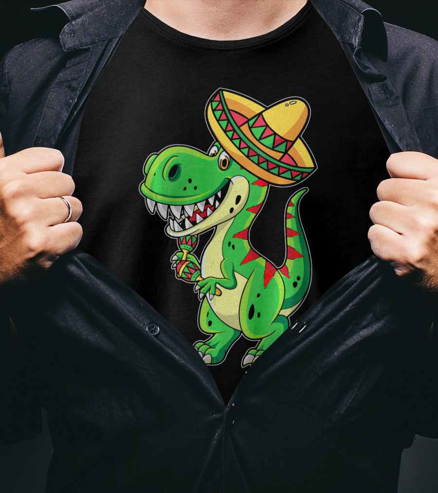 Cinco De Mayo Sombrero Tyrannosaurus Rex Dinosaur Fiesta T-Shirt