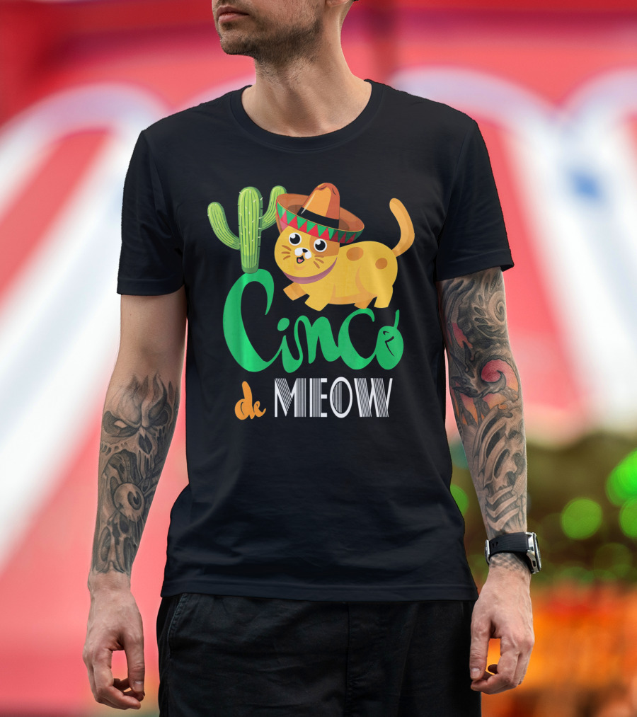 Cinco De Meow Cat Cactus Sombrero Mexico Cinco De Mayo T-Shirt