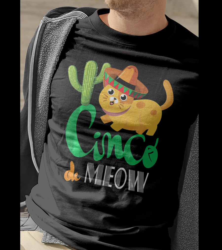Cinco De Meow Cat Cactus Sombrero Mexico Cinco De Mayo T-Shirt