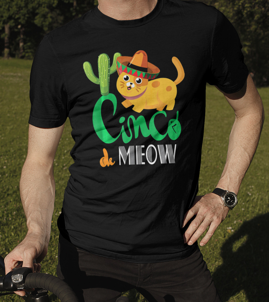 Cinco De Meow Cat Cactus Sombrero Mexico Cinco De Mayo T-Shirt
