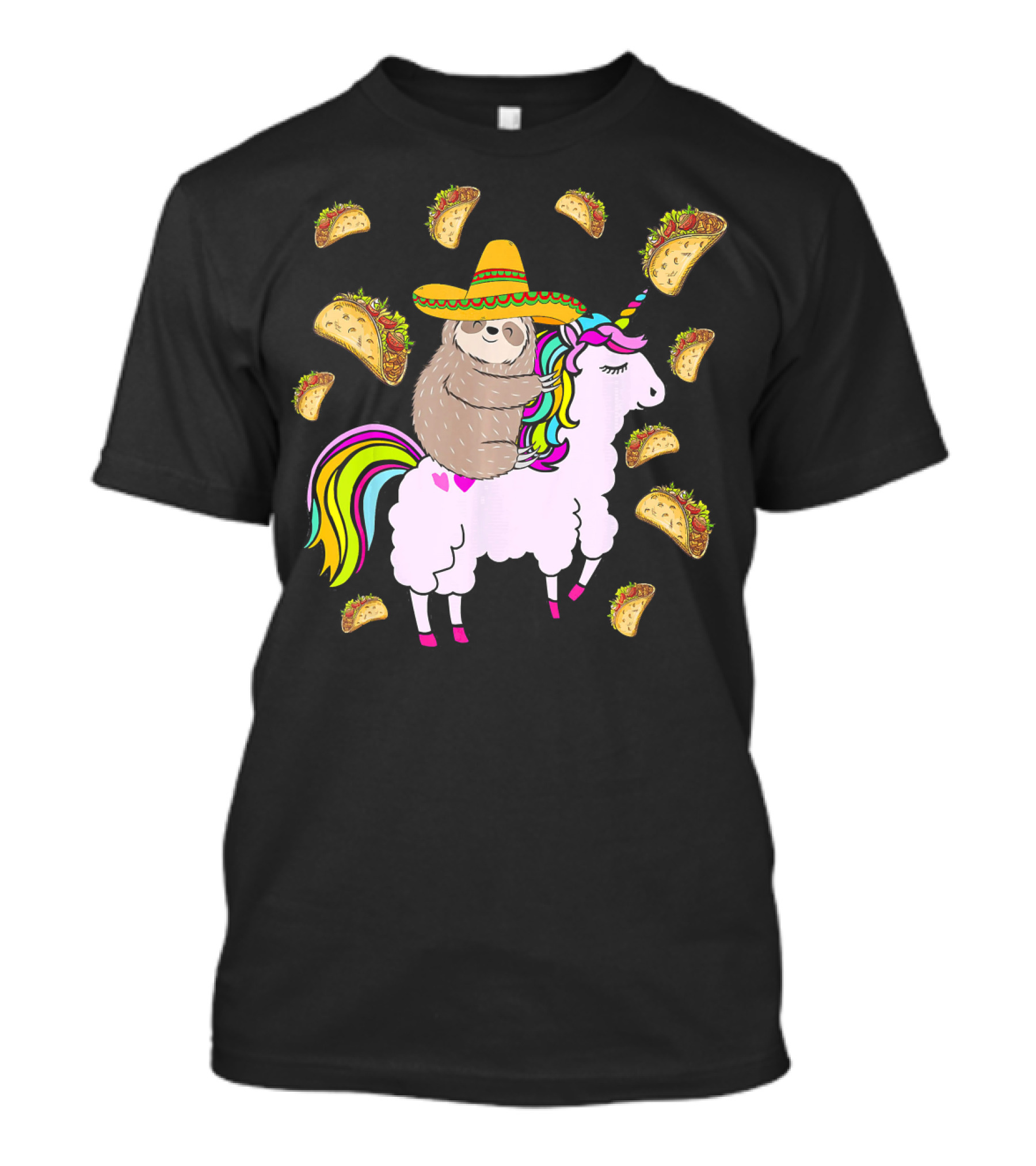 Sloth Riding Llamacorn Unicorn Cinco De Mayo Taco Fiesta T-Shirt