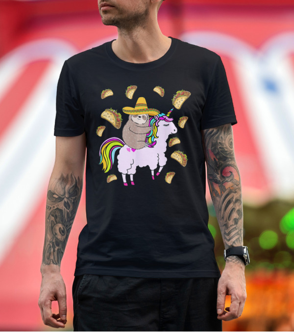 Premium T-Shirt: Sloth Riding Llamacorn Unicorn Cinco De Mayo Taco Fiesta T-Shirt Sloth Riding Llamacorn Unicorn Cinco De Mayo Taco Fiesta T-Shirt