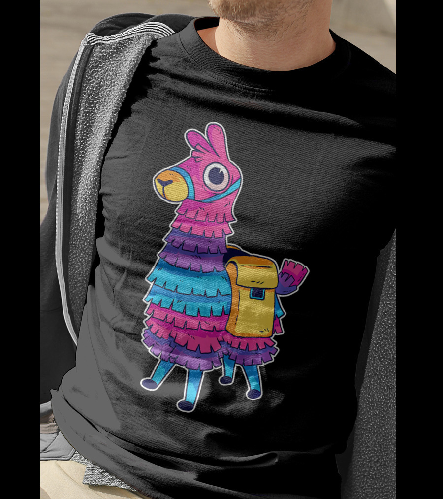 Llama Pinata Funny Festive Fiesta Party With Colorful Backpack T-Shirt